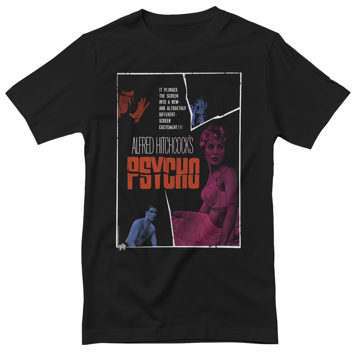 Alfred Hitchcock's PSYCHO Movie Poster T-Shirt T-Shirt fra Skräck