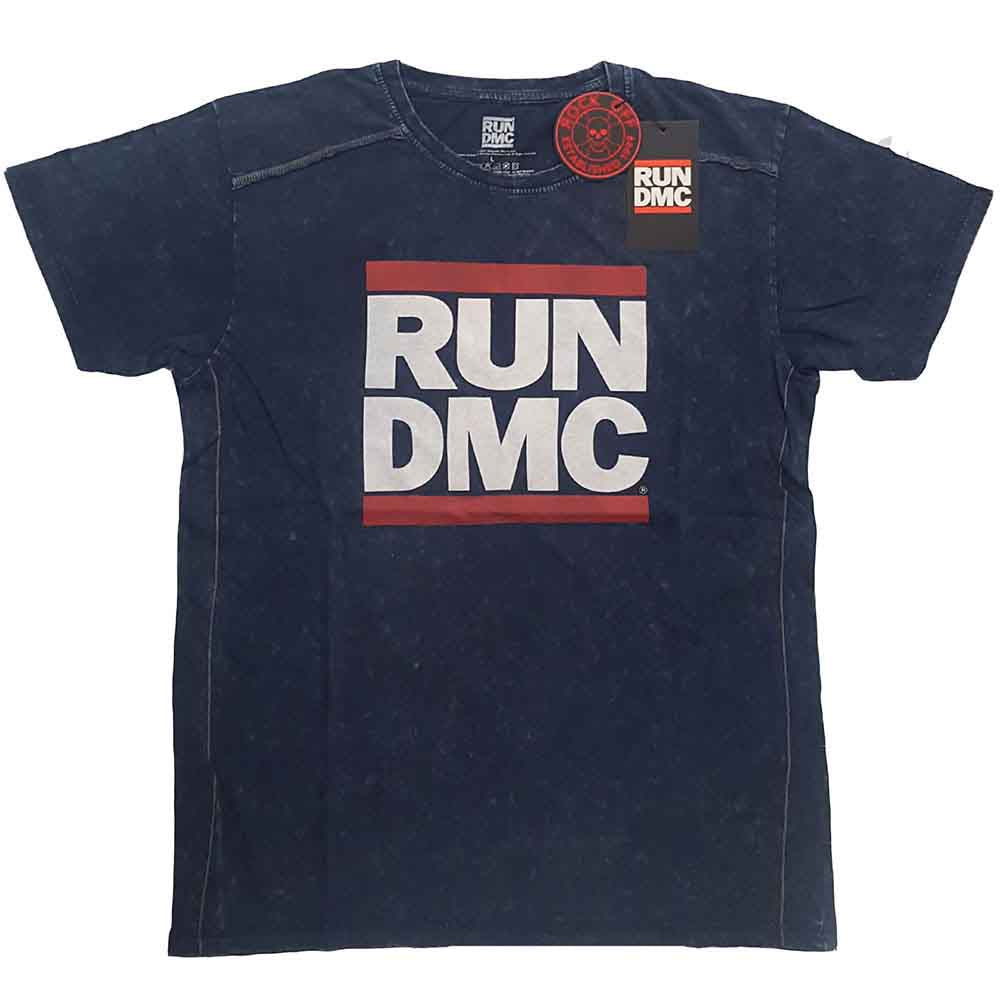 Run DMC: Logo (Navy Blue) (Wash Collection) T-shirt – officielt merchandise