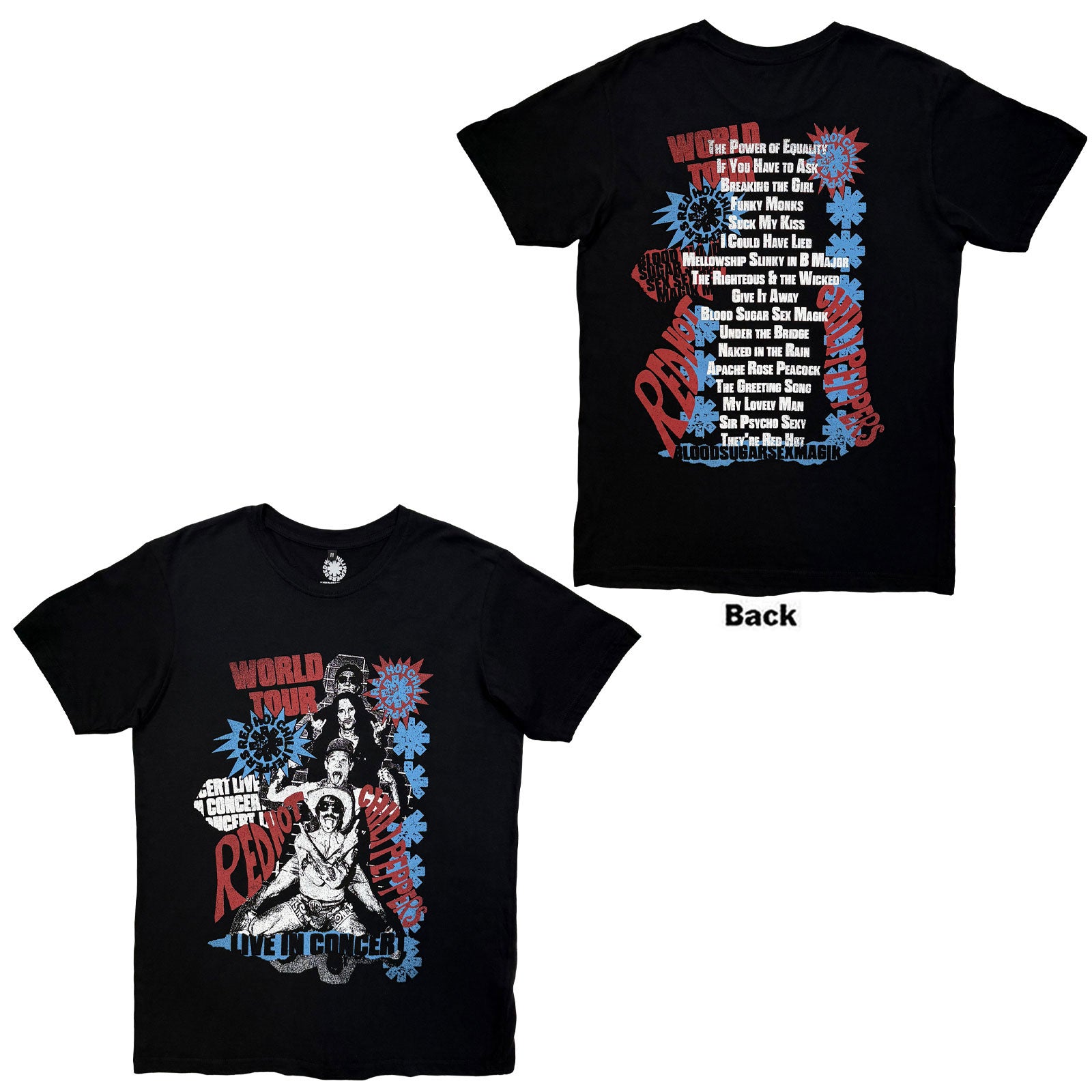 Red Hot Chili Peppers: Blood Sugar Sex Magik Tracklist T-shirt – officielt merchandise