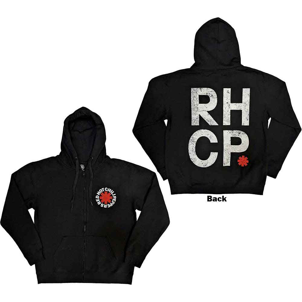 Red Hot Chili Peppers: Red Asterisk Zipped Hoodie (Back Print)