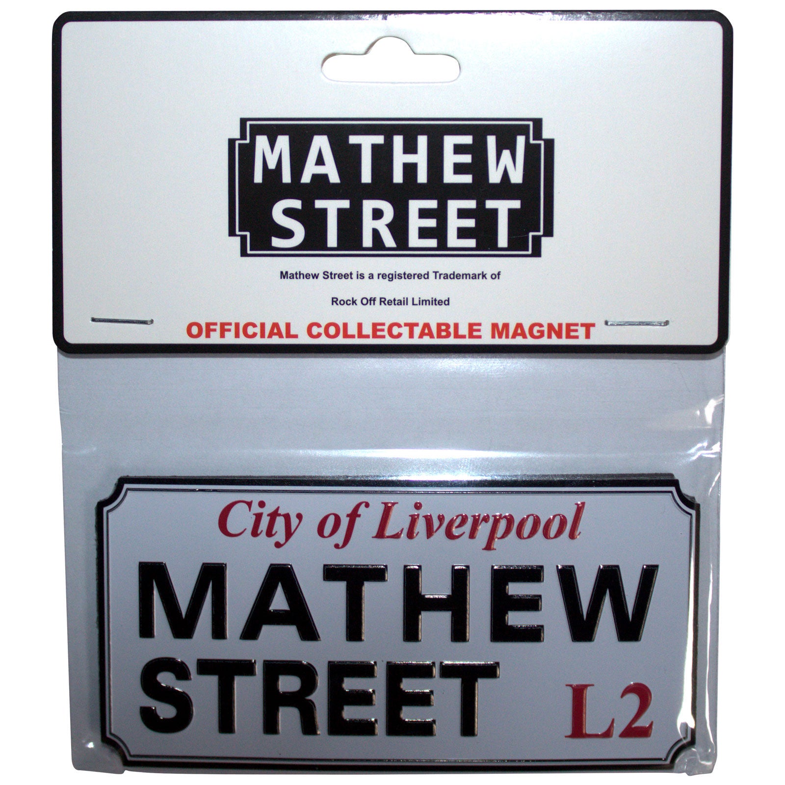 Rock Off: Mathew Street Liverpool Sign Embossed Premium Fridge Magnet