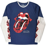 The Rolling Stones: Collage Tongue (Denim Blue & White) (Sleeve Print) Long Sleeve – officielt merchandise