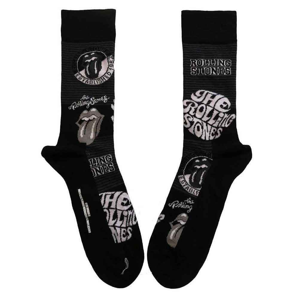 The Rolling Stones: Mono Logos (UK Size 7 - 11) Strømper – officielt merchandise