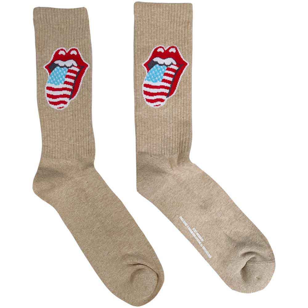 The Rolling Stones: US Tongue (Tie - Dye Effect Natural) (UK Size 7 - 11) Strømper – officielt merchandise