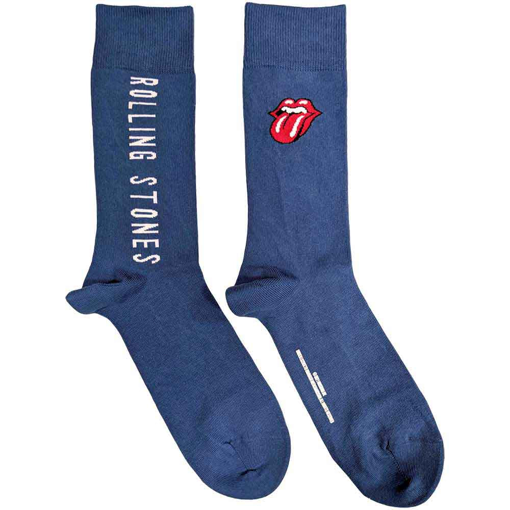 The Rolling Stones: Vertical Tongue (Tie - Dye Effect Blue) (UK Size 7 - 11) Strømper – officielt merchandise