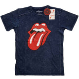The Rolling Stones: Classic Tongue (Navy Blue) (Wash Collection) T-shirt – officielt merchandise