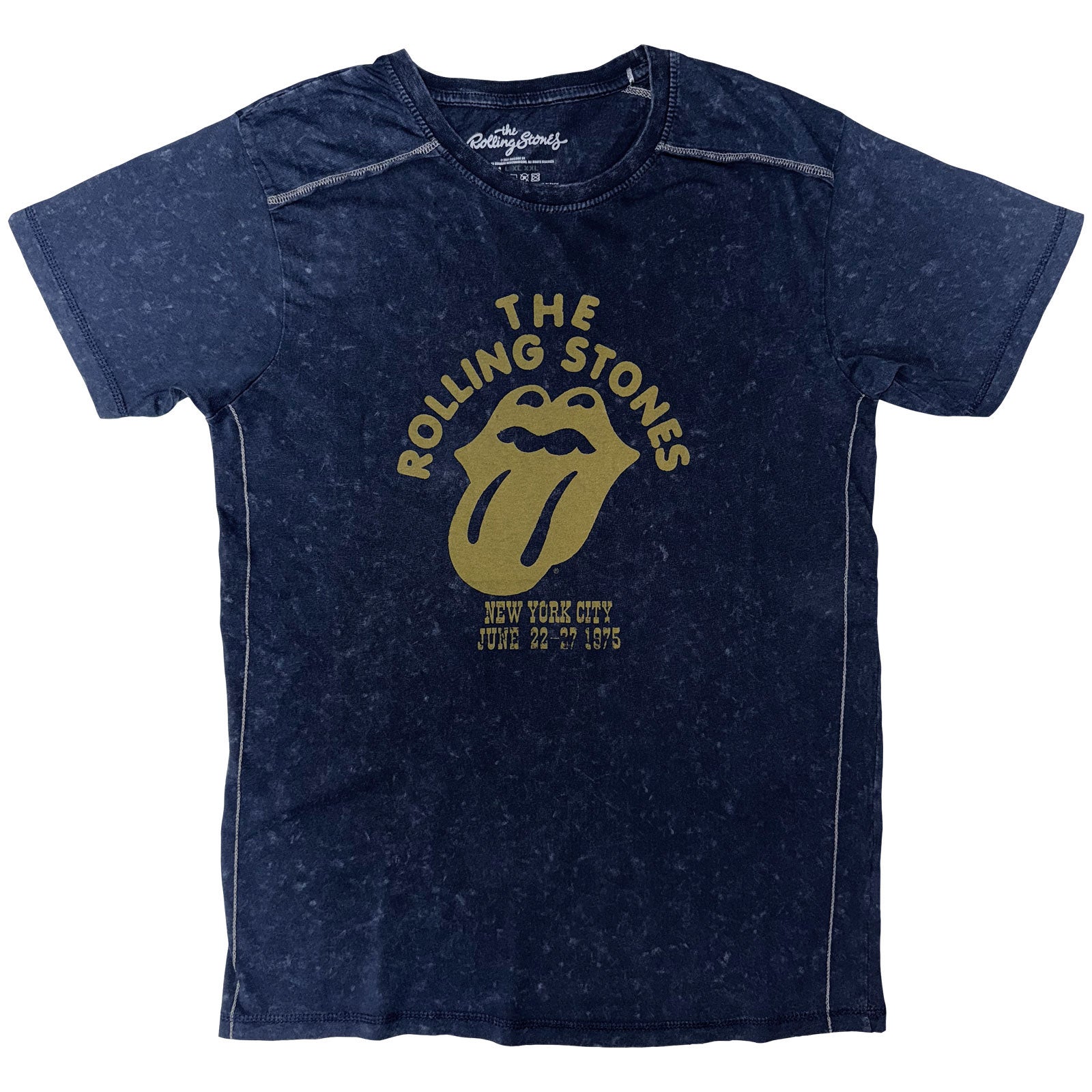 The Rolling Stones: NYC '75 (Navy Blue) (Wash Collection) T-shirt – officielt merchandise