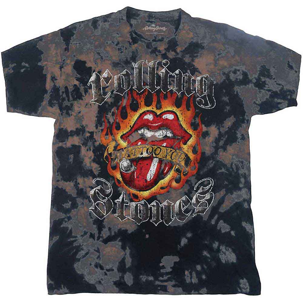 The Rolling Stones: Tattoo Flames (Wash Collection) T-shirt – officielt merchandise