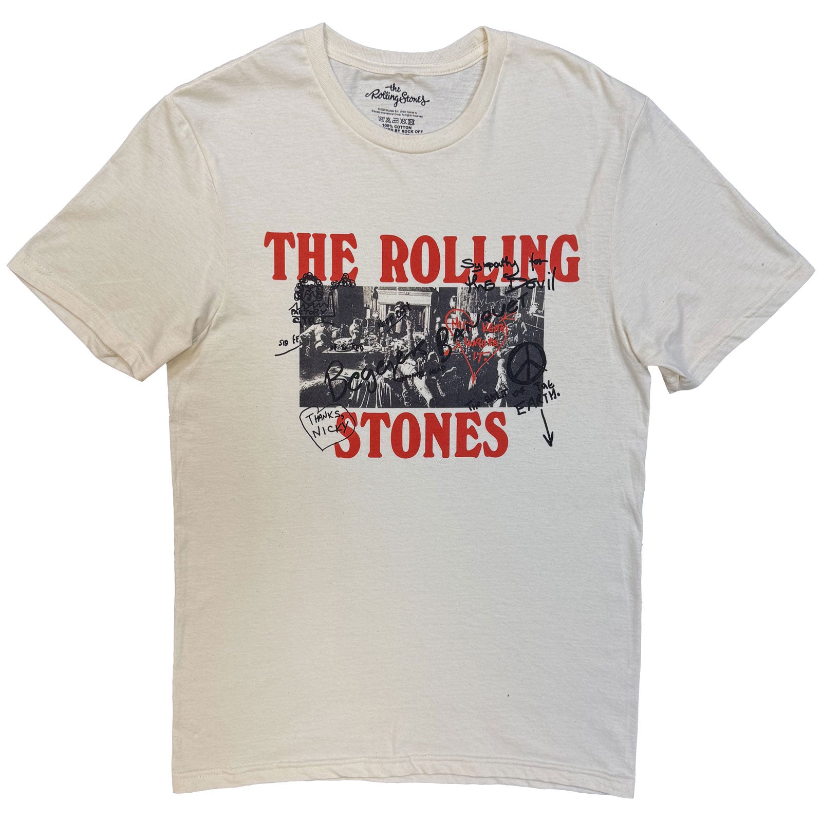 The Rolling Stones: Beggars Banquet Graffiti (Natural) T-shirt – officielt merchandise