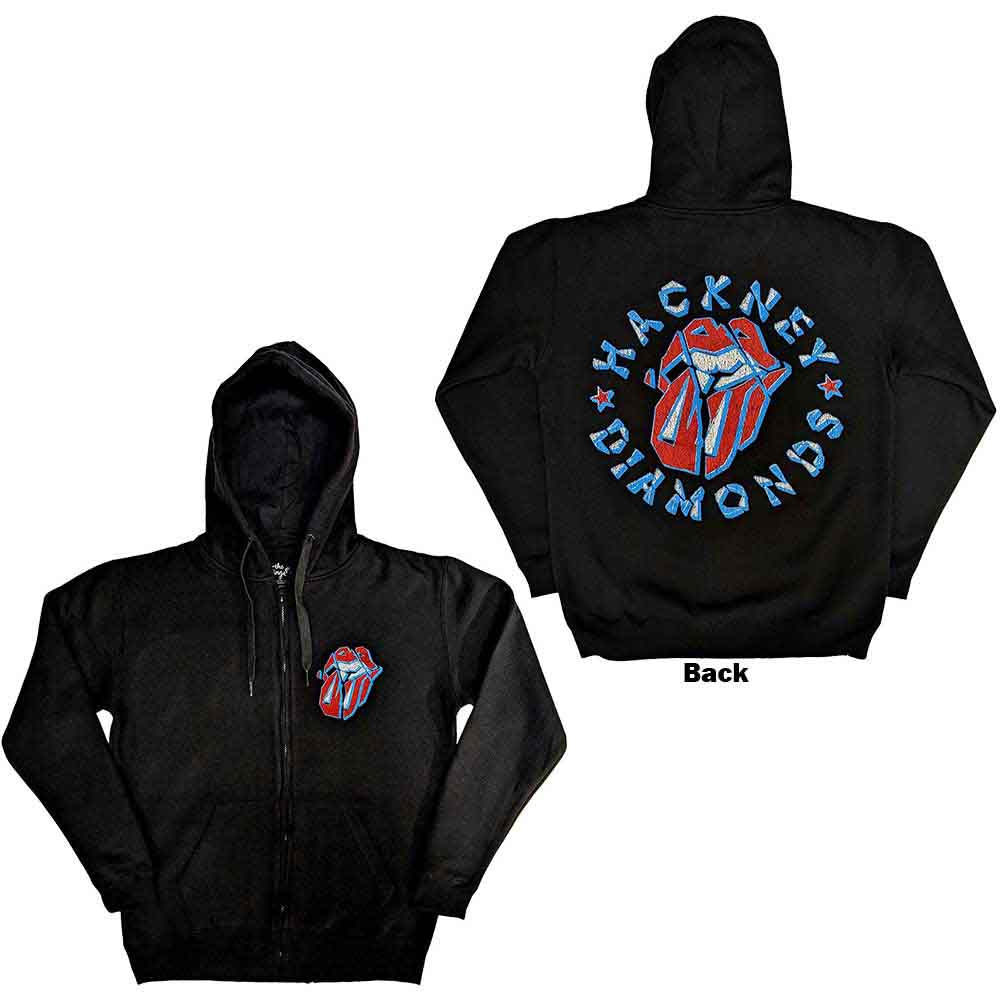 The Rolling Stones: Hackney Diamonds Stars Zipped Hoodie (Back Print)