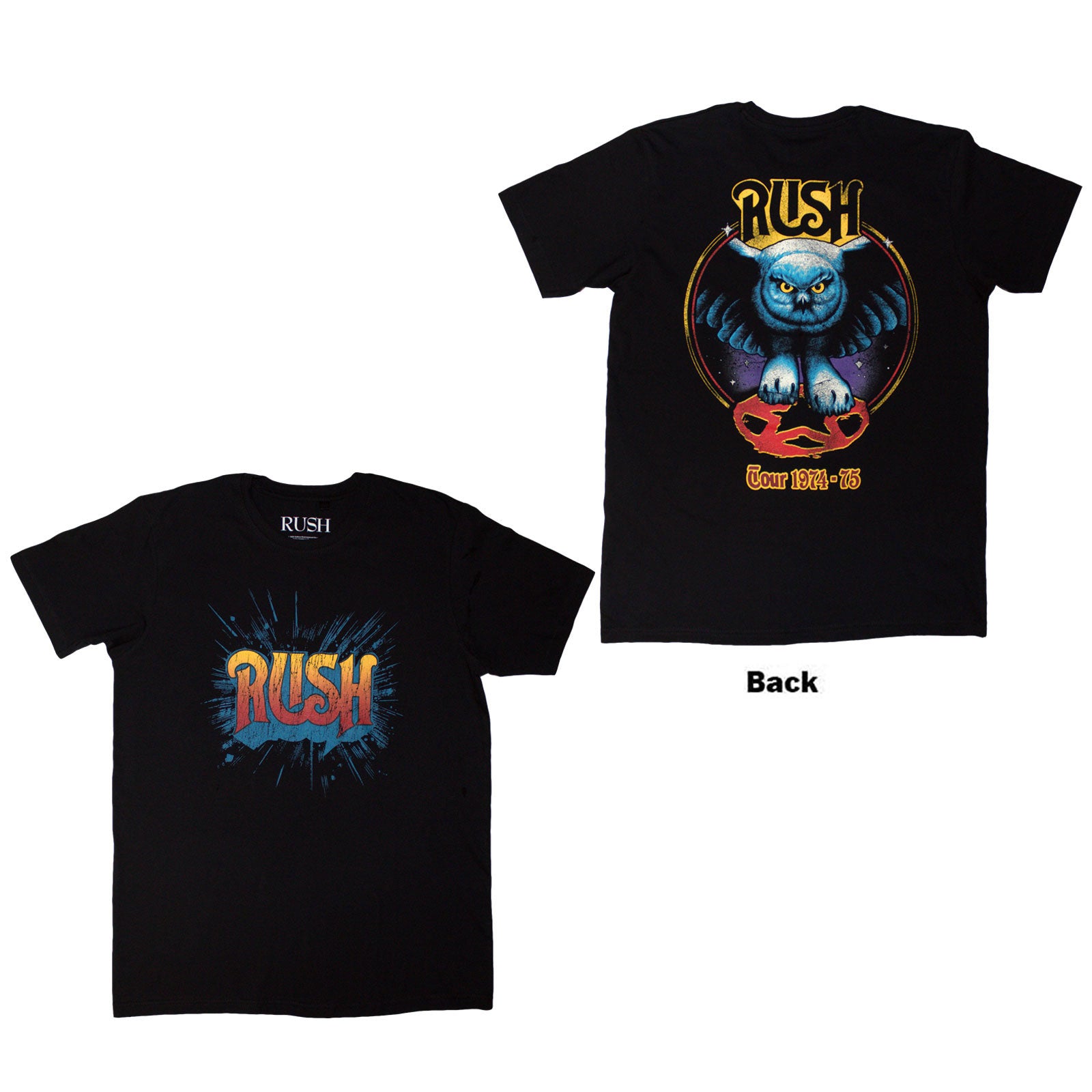 Rush: Tour '74-'75 T-Shirt (Back Print)