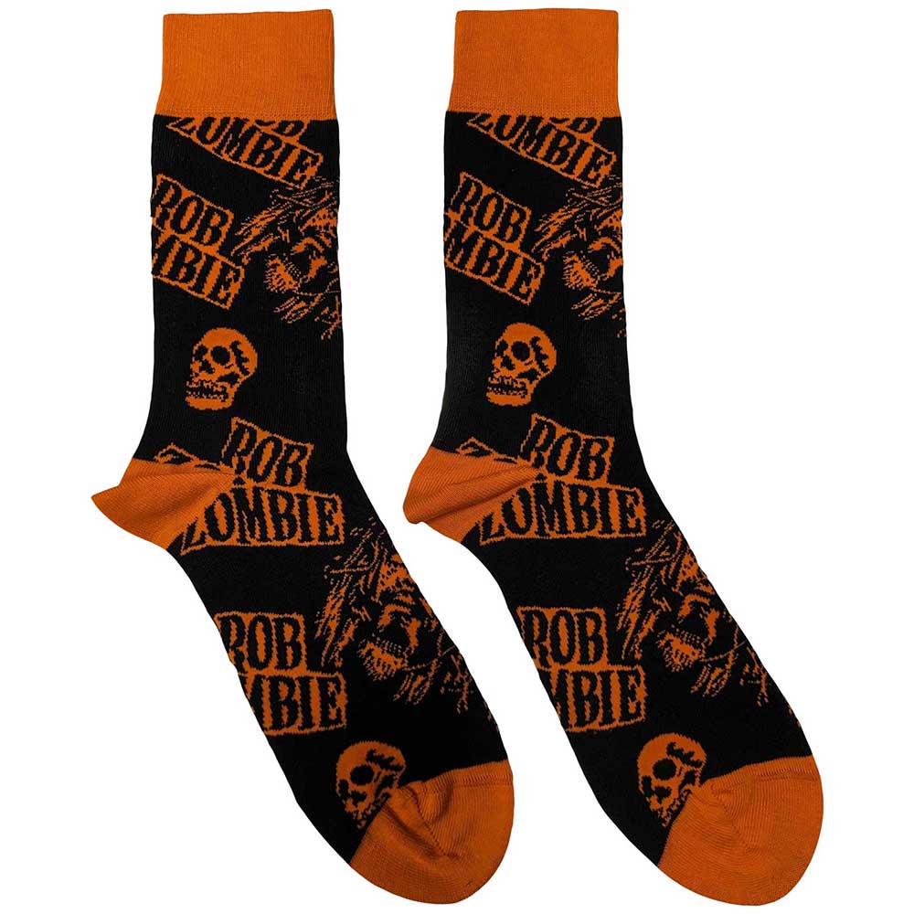 Rob Zombie: Skull Face Orange Ankle Socks