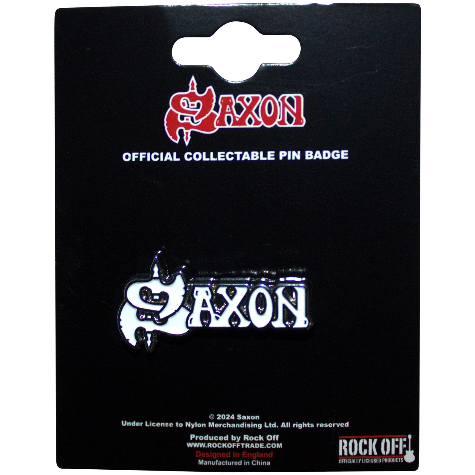 Saxon: White Logo Pin Badge