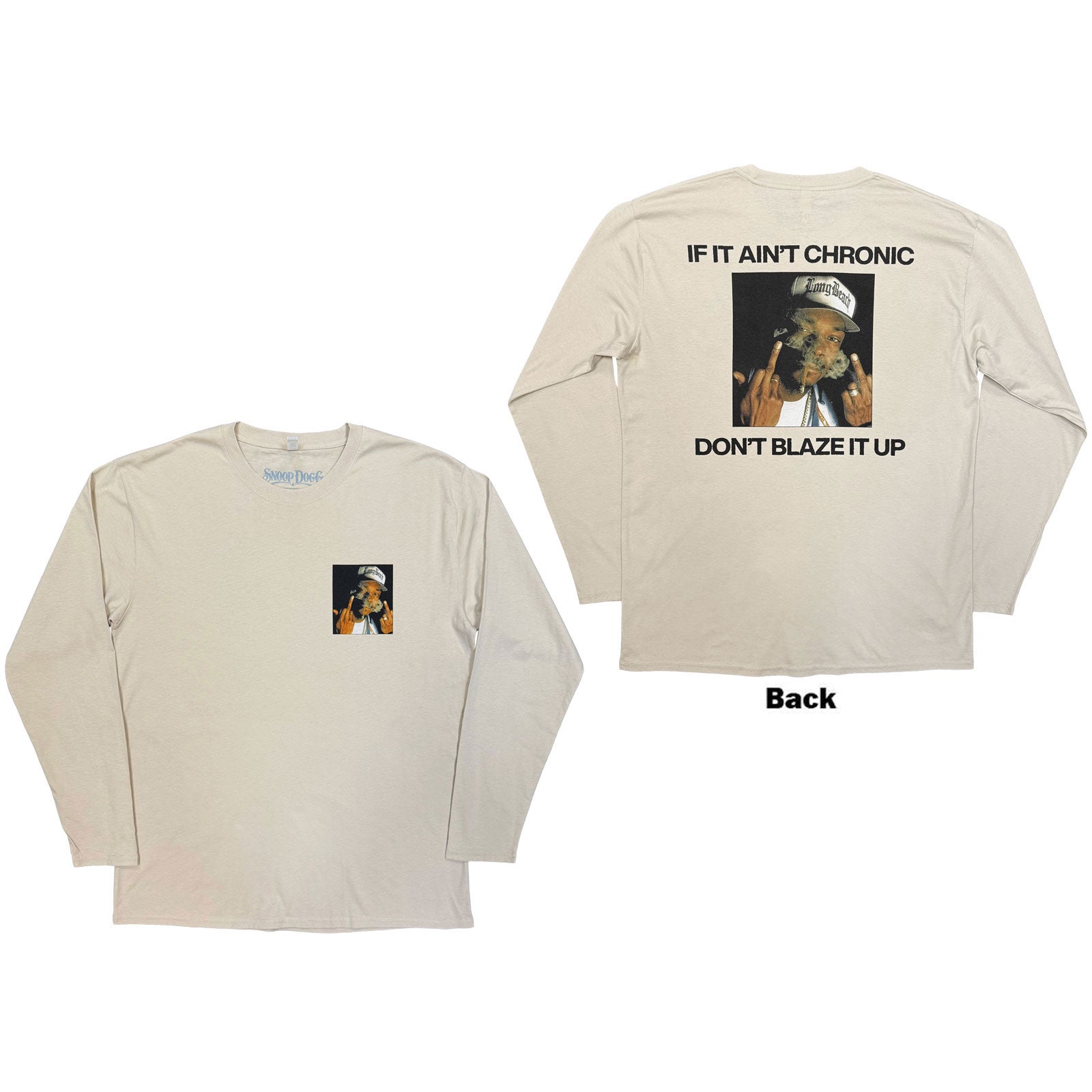 Snoop Dogg: Middle Finger Long Sleeve T-Shirt (Back Print)