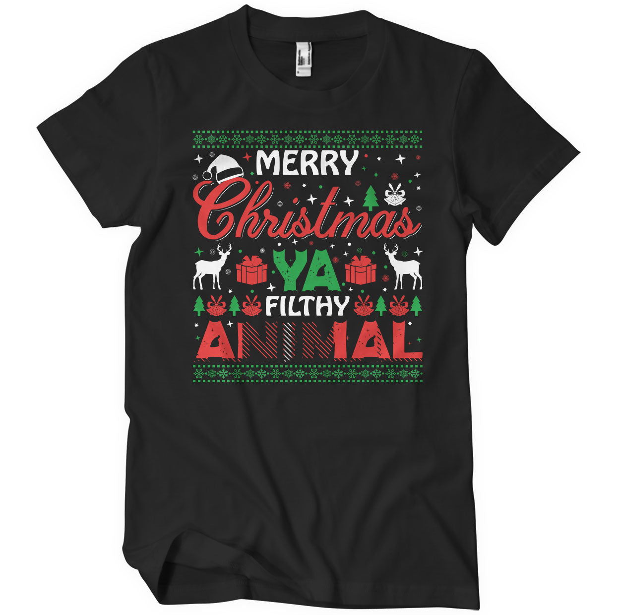 Merry Christmas Ya Filthy Animal T-Shirt T-Shirt fra Christmas