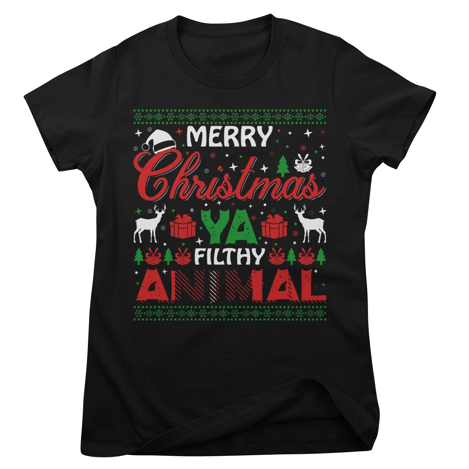 Merry Christmas Ya Filthy Animal Girly Tee Girly Tee fra Christmas