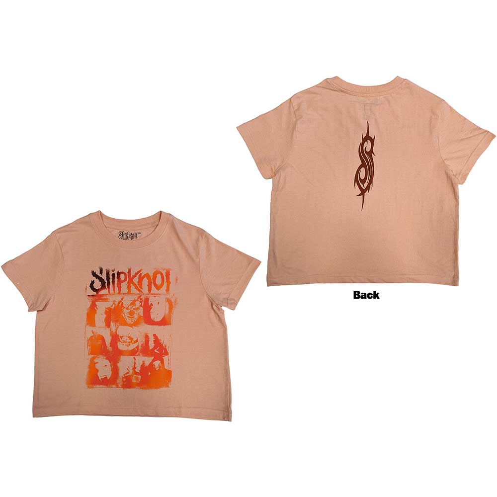 Slipknot: The End So Far Faces Grid Crop Top (Kvinder) (Back Print)