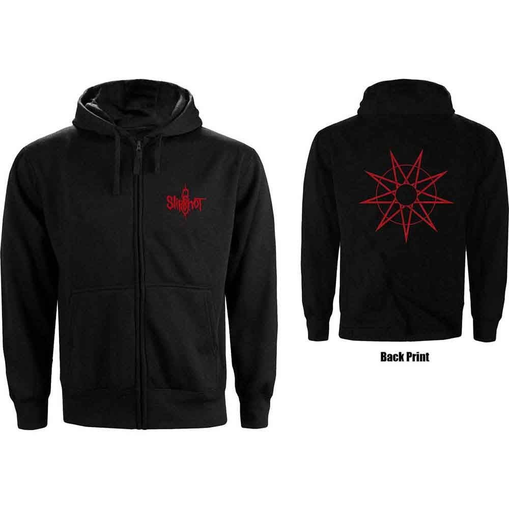 Slipknot: 9 Point Star Zipped Hoodie (Back Print)
