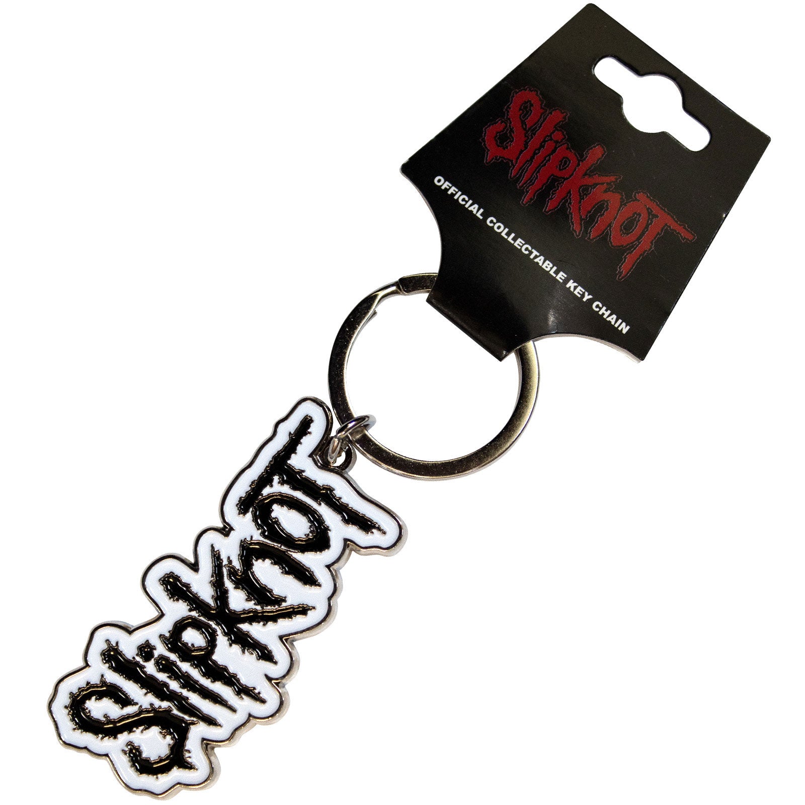 Slipknot: Black Logo White Border Keychain