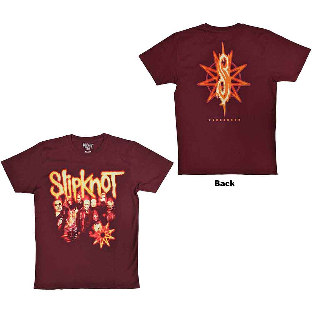 Slipknot: The End - So Far Group Photo Tribal S Nonogram (Maroon Red) T-shirt – officielt merchandise