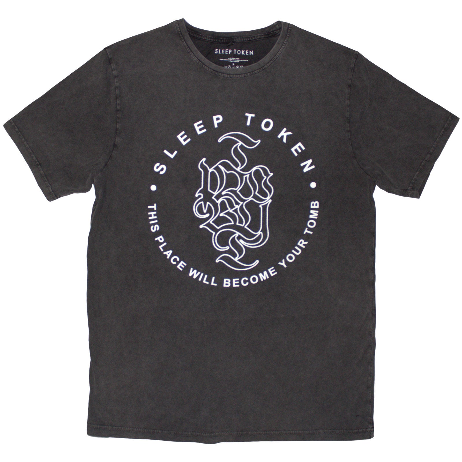 Sleep Token: Tomb Text Ring Stone Wash T-Shirt (Wash)