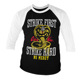 Cobra Kai Strike First - Strike Hard - No Mercy Baseball 3/4 Sleeve Tee  fra MerchHub.dk