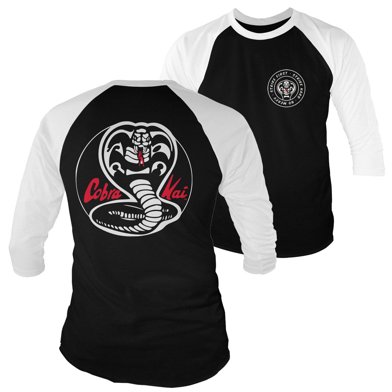 Cobra Kai Hvid Patches Baseball 3/4 Sleeve Tee