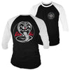 Cobra Kai Hvid Patches Baseball 3/4 Sleeve Tee