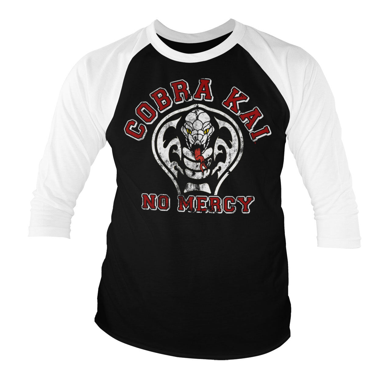 Cobra Kai - No Mercy Baseball 3/4 Sleeve Tee Organic T-Shirt fra Cobra Kai
