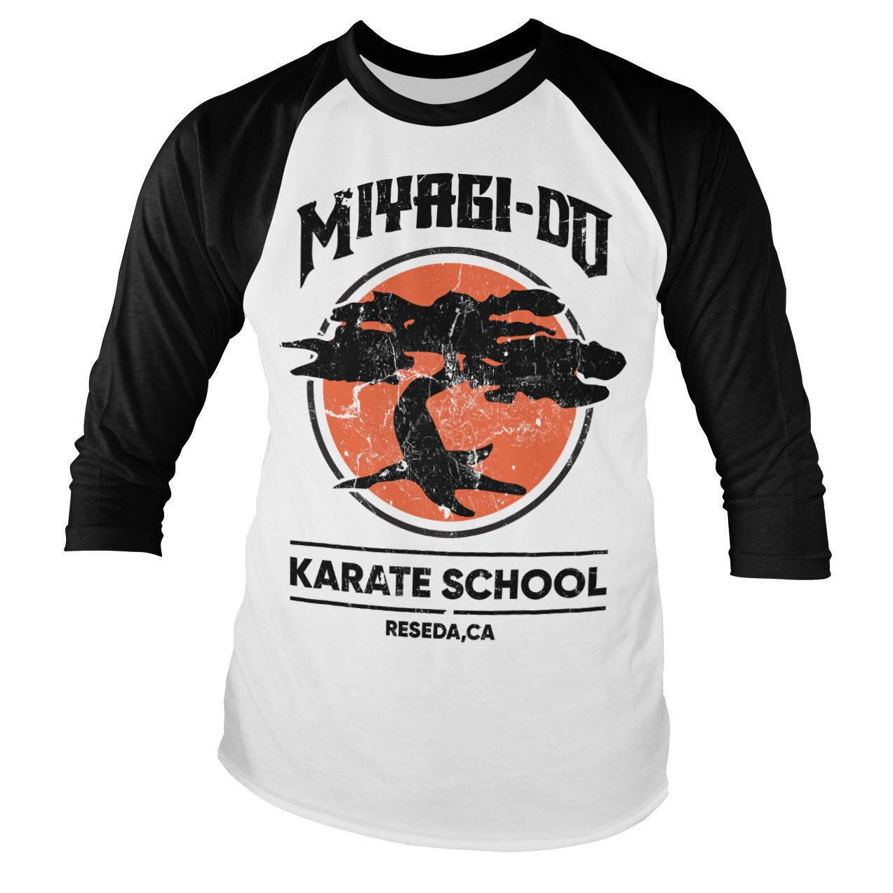 Miyagi-Do Karate School Baseball Sleeve Tee Baseball Long Sleeve Tee fra Cobra Kai