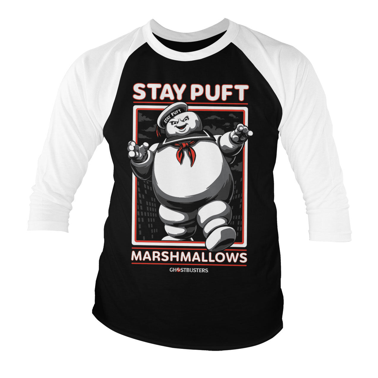 Stay Puft Marshmallows Baseball 3/4 Sleeve Tee Baseball 3/4 Sleeve Tee fra Ghostbusters