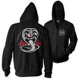 Cobra Kai Hvid Patches Zipped Hoodie T-Shirt fra Cobra Kai