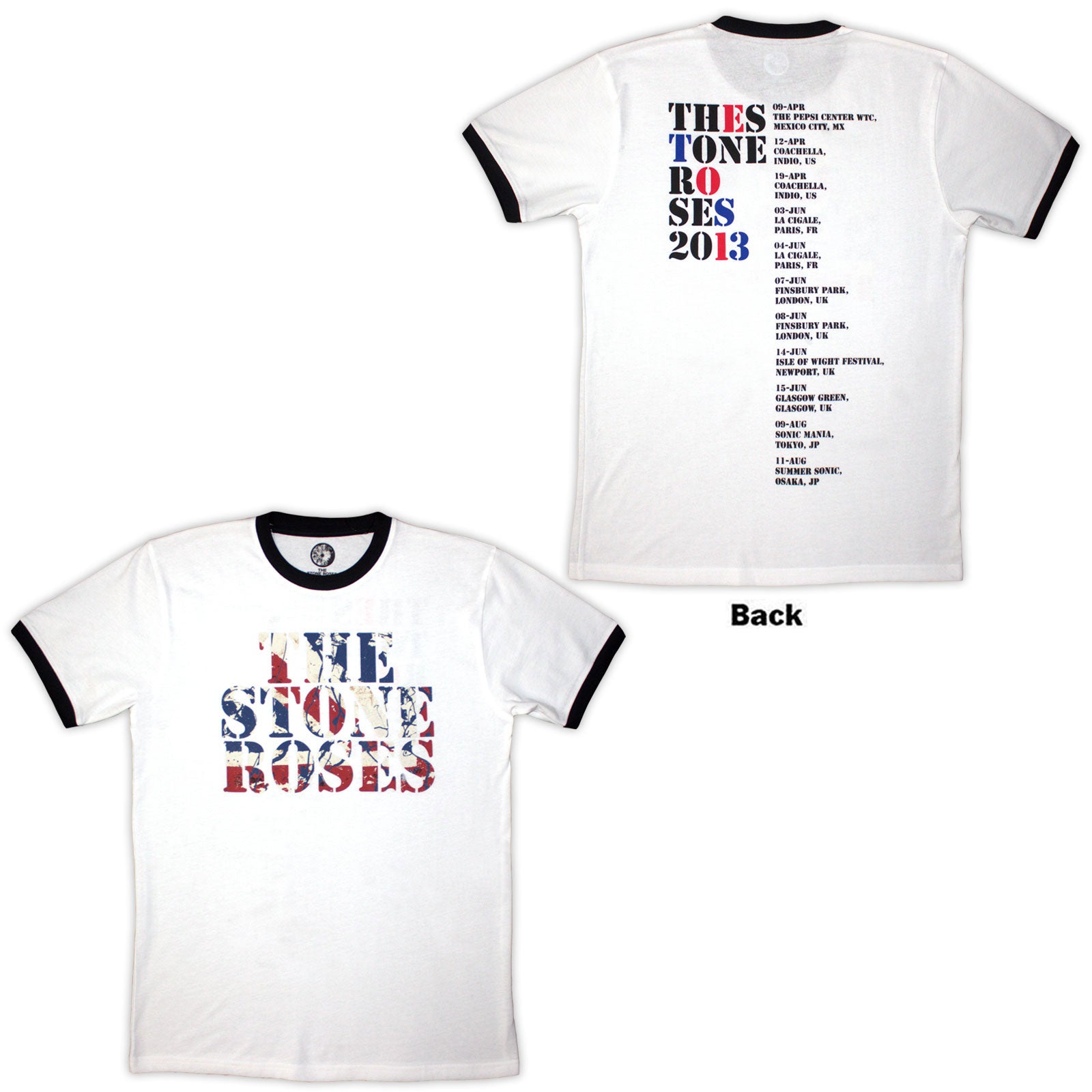 The Stone Roses: 2013 Tour Ringer Ringer T-Shirt (Back Print)