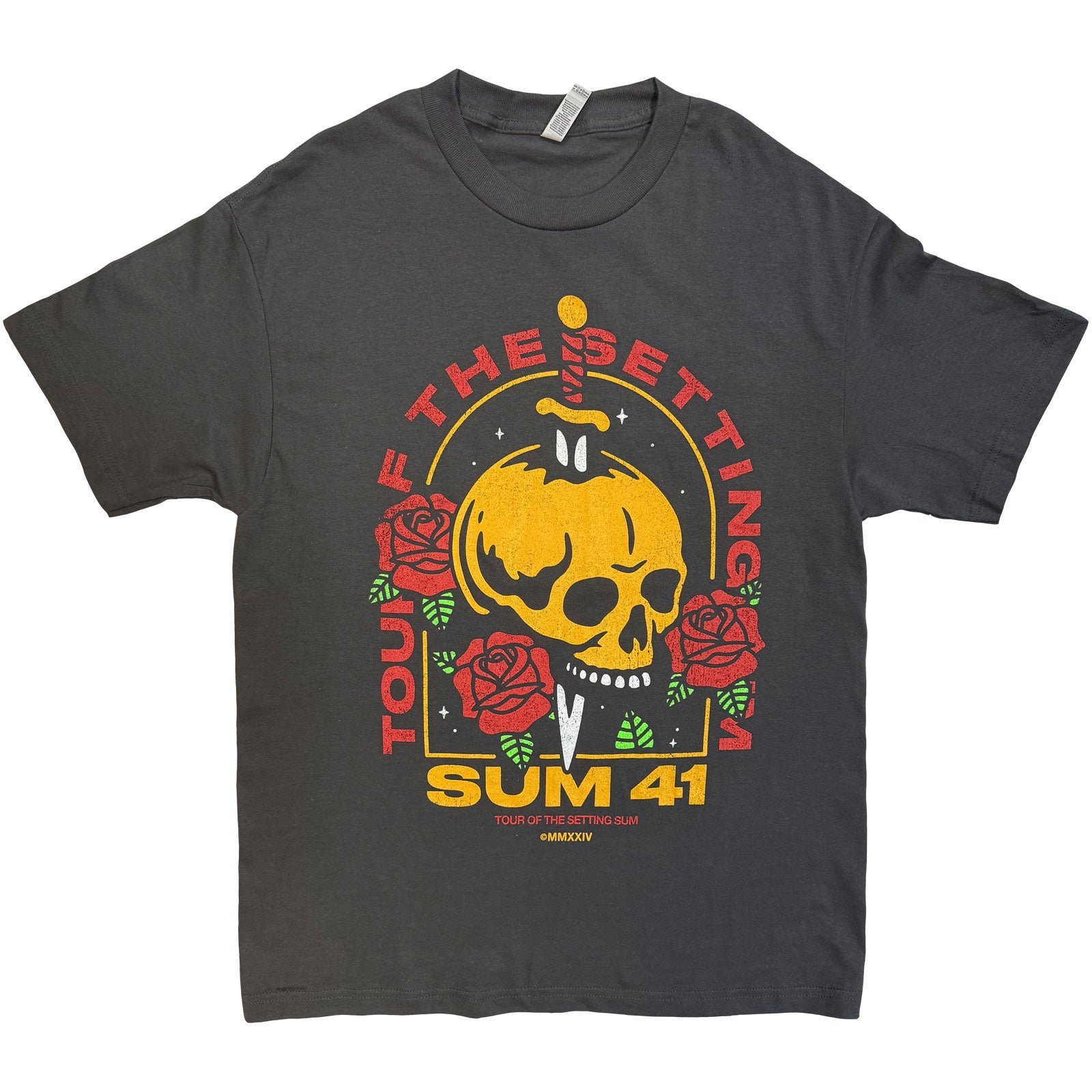 Sum 41: Tour '24 Pt.2 Skull & Roses (Charcoal Grey) (Ex - Tour) T-shirt – officielt merchandise