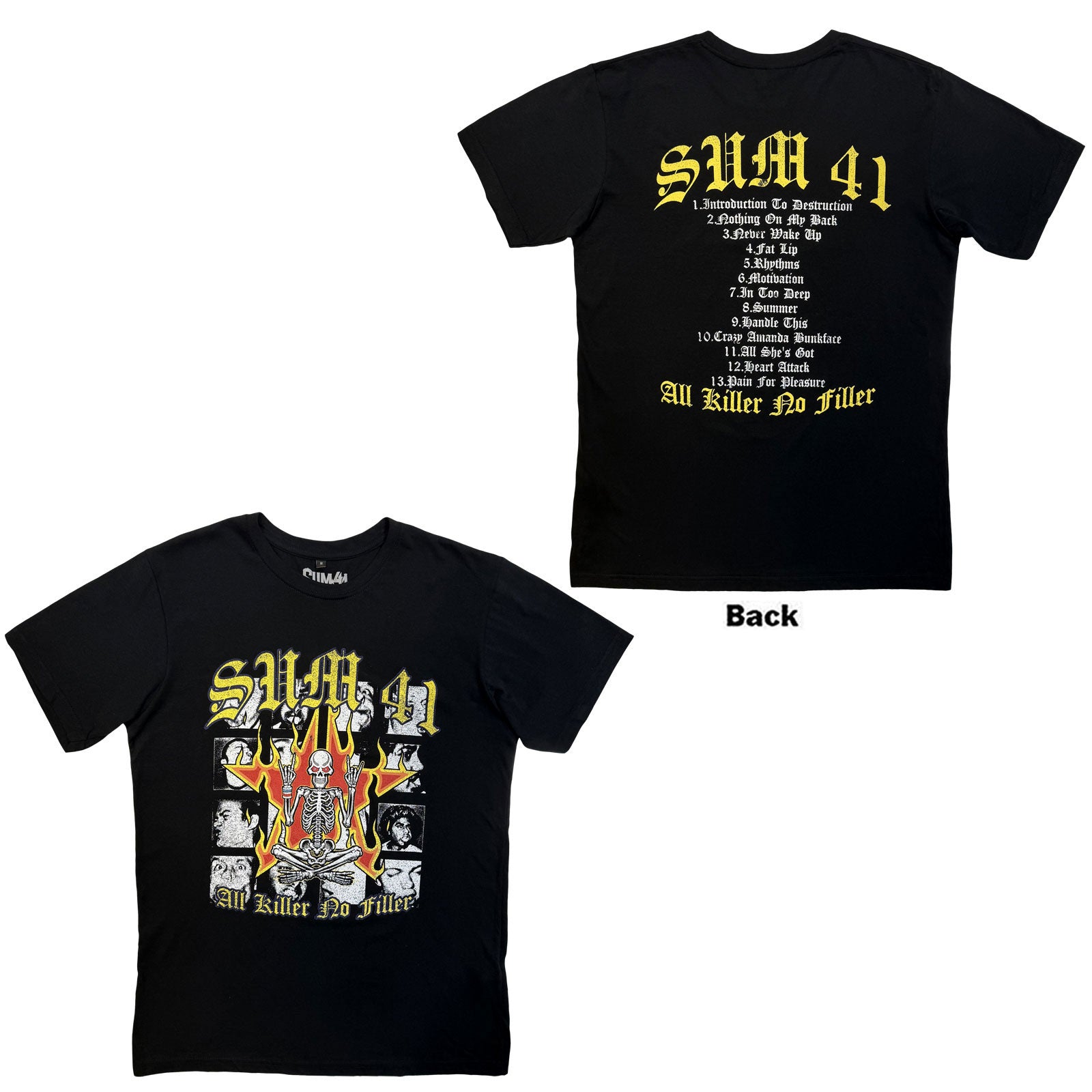 Sum 41: All Killer No Filler Tracklist T-shirt – officielt merchandise