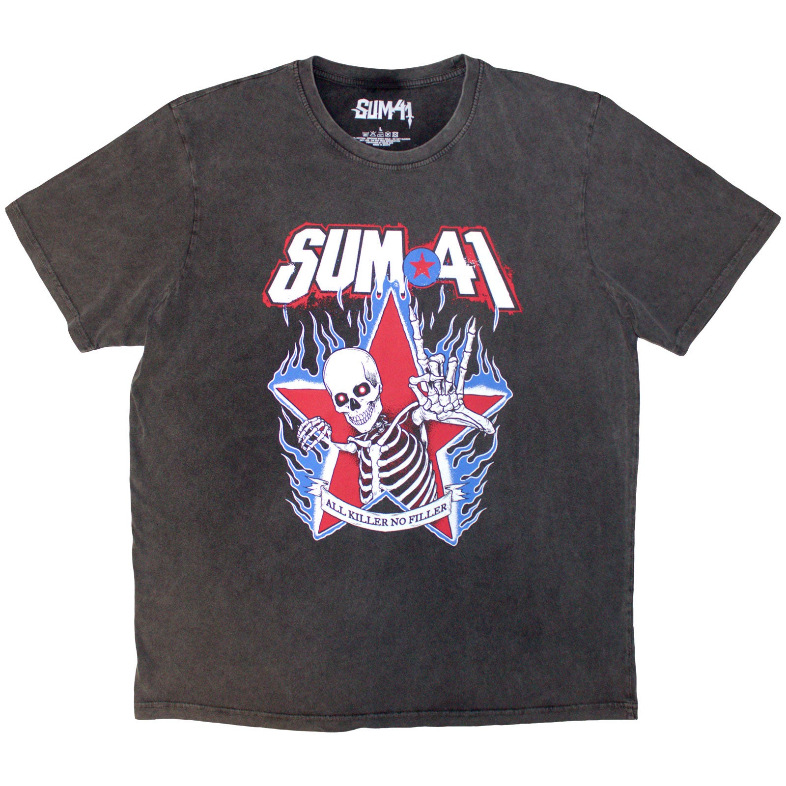 Sum 41: All Killer No Filler Skeleton Stone Wash T-Shirt (Wash)