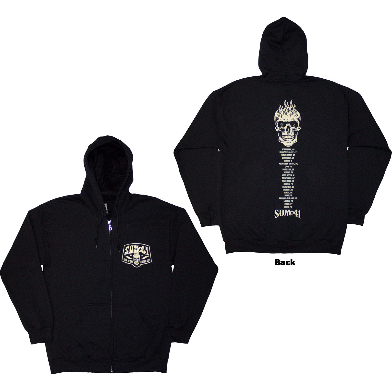 Sum 41: Tour '24 Pocket Logo & Skull Back Zipped Hoodie (Back Print)