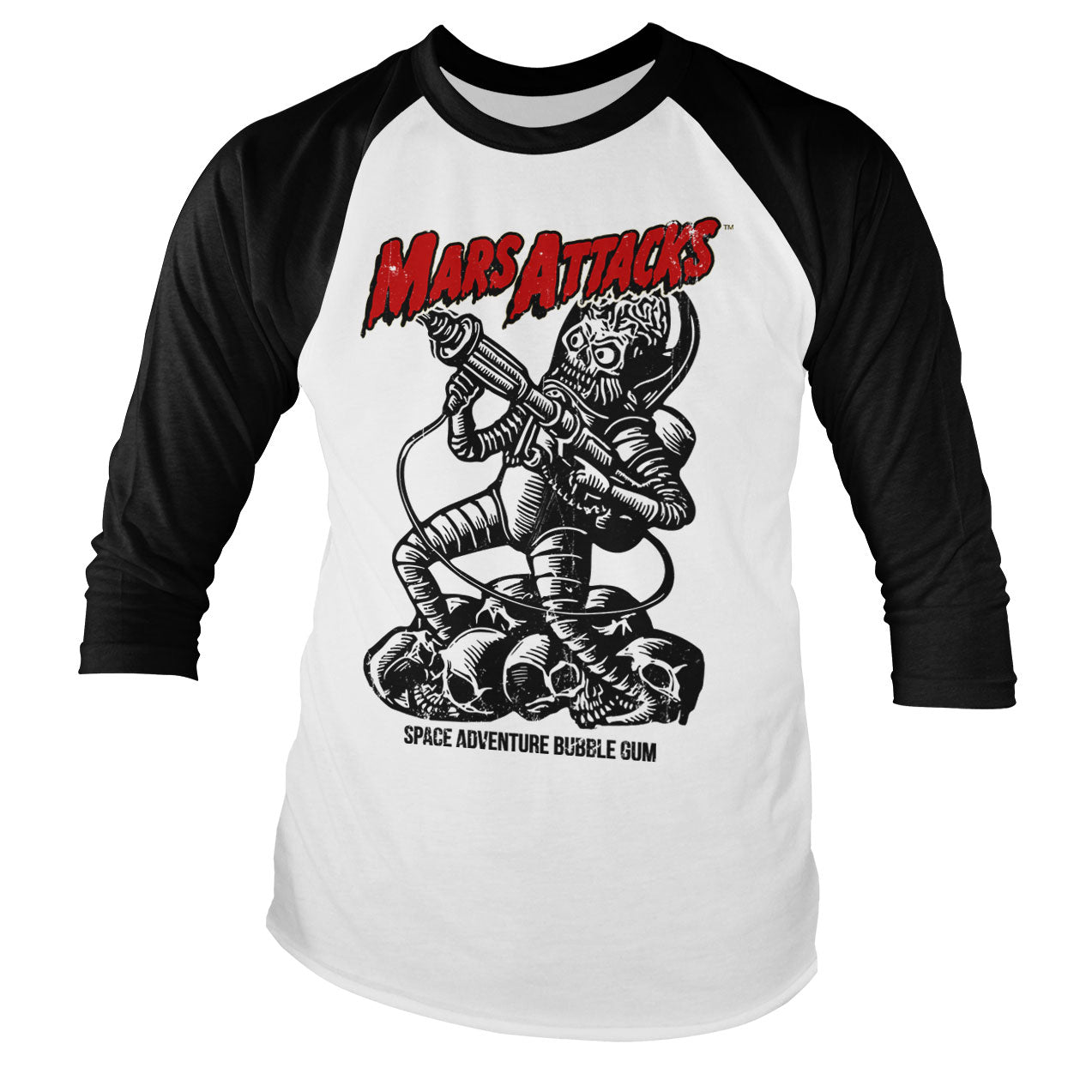 Mars Attacks - Space Adventure Bubbel Gum Baseball Long Sleeve Tee Baseball Long Sleeve Tee fra Mars Attacks