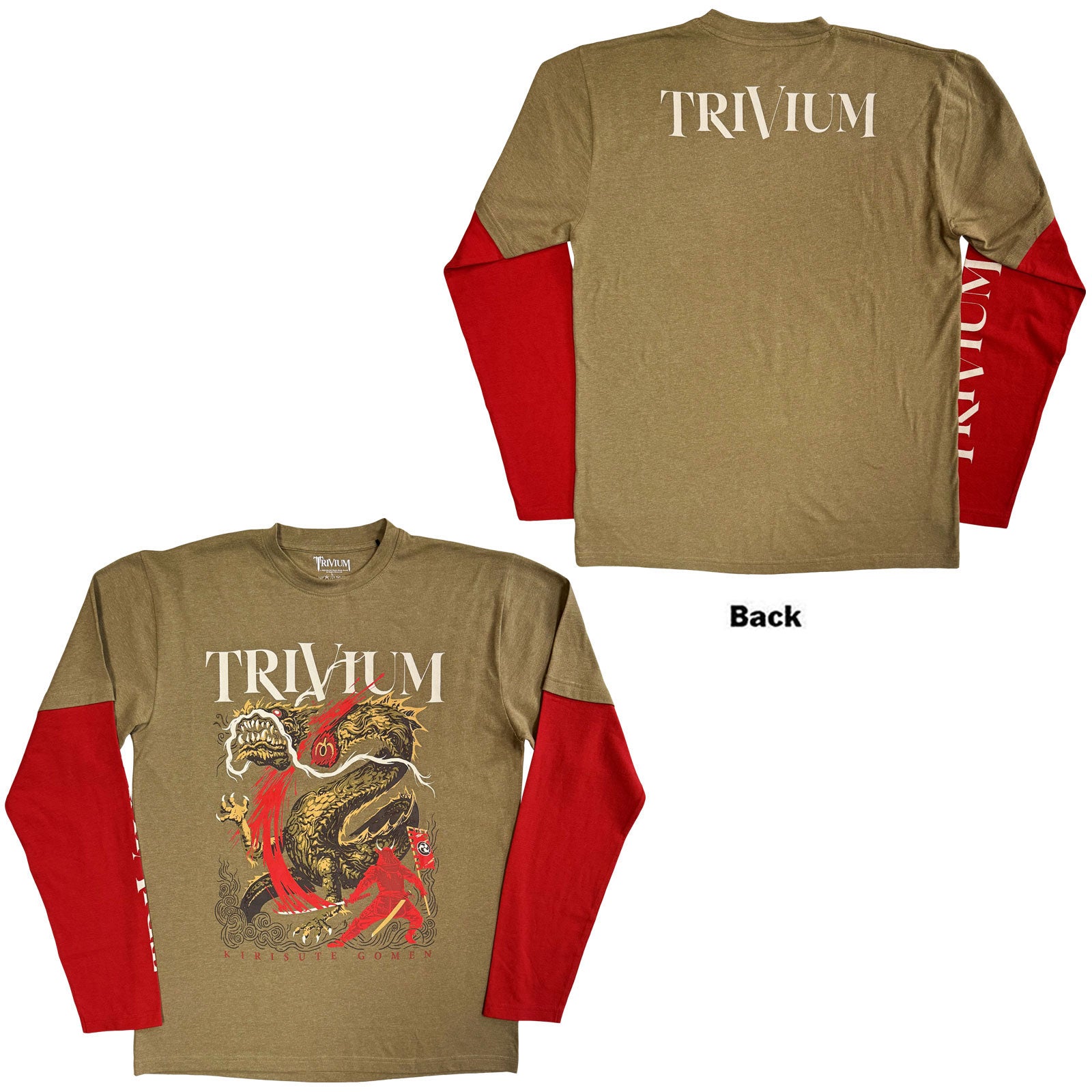 Trivium: Kirisute Gomen (Green & Red) (Back & Sleeve Print) Long Sleeve – officielt merchandise