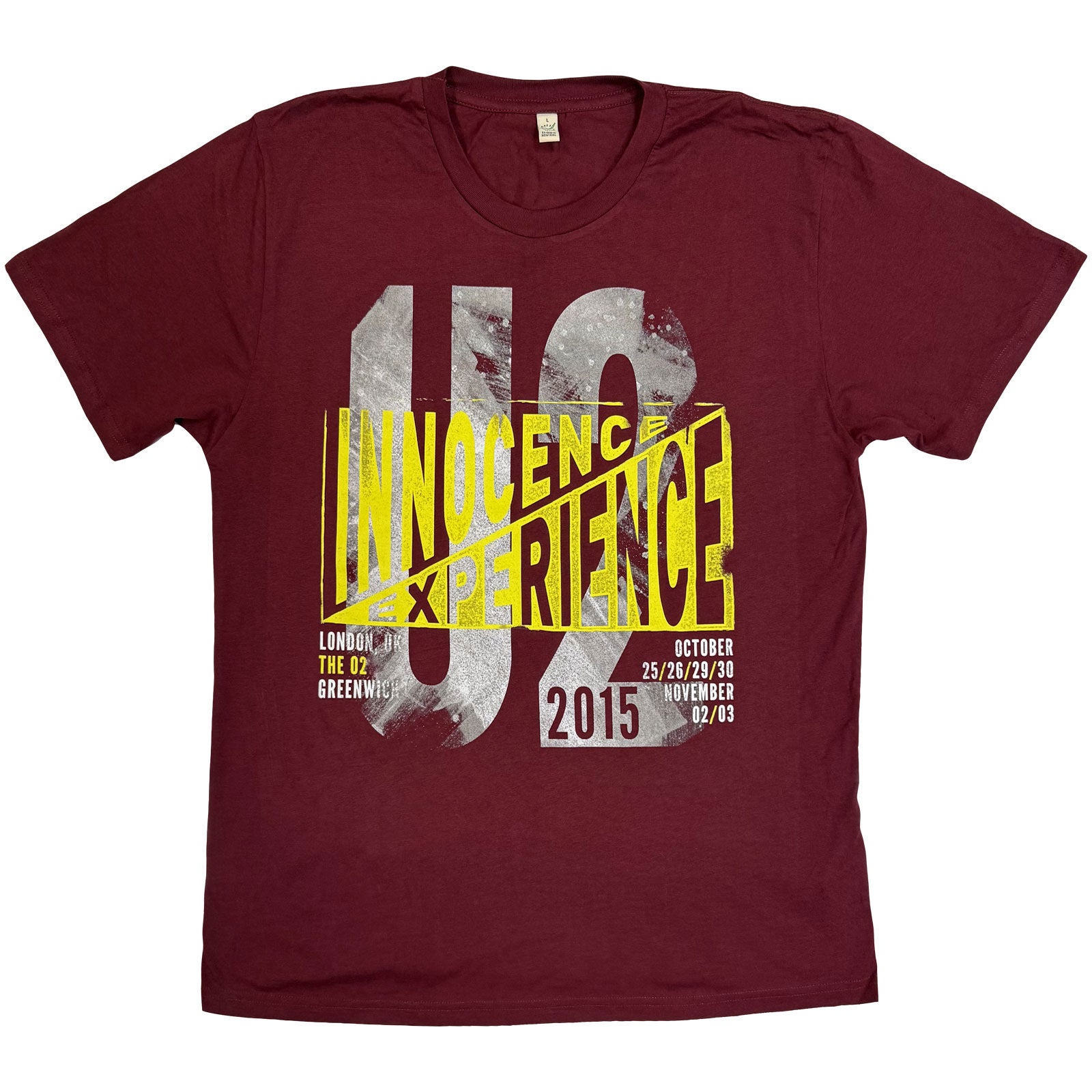 U2: I+E London Event 2018 (Maroon Red) (Ex - Tour) T-shirt – officielt merchandise
