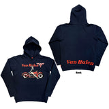 Van Halen: Pinup Motorcycle (Navy Blue) Hoodie – officielt merchandise