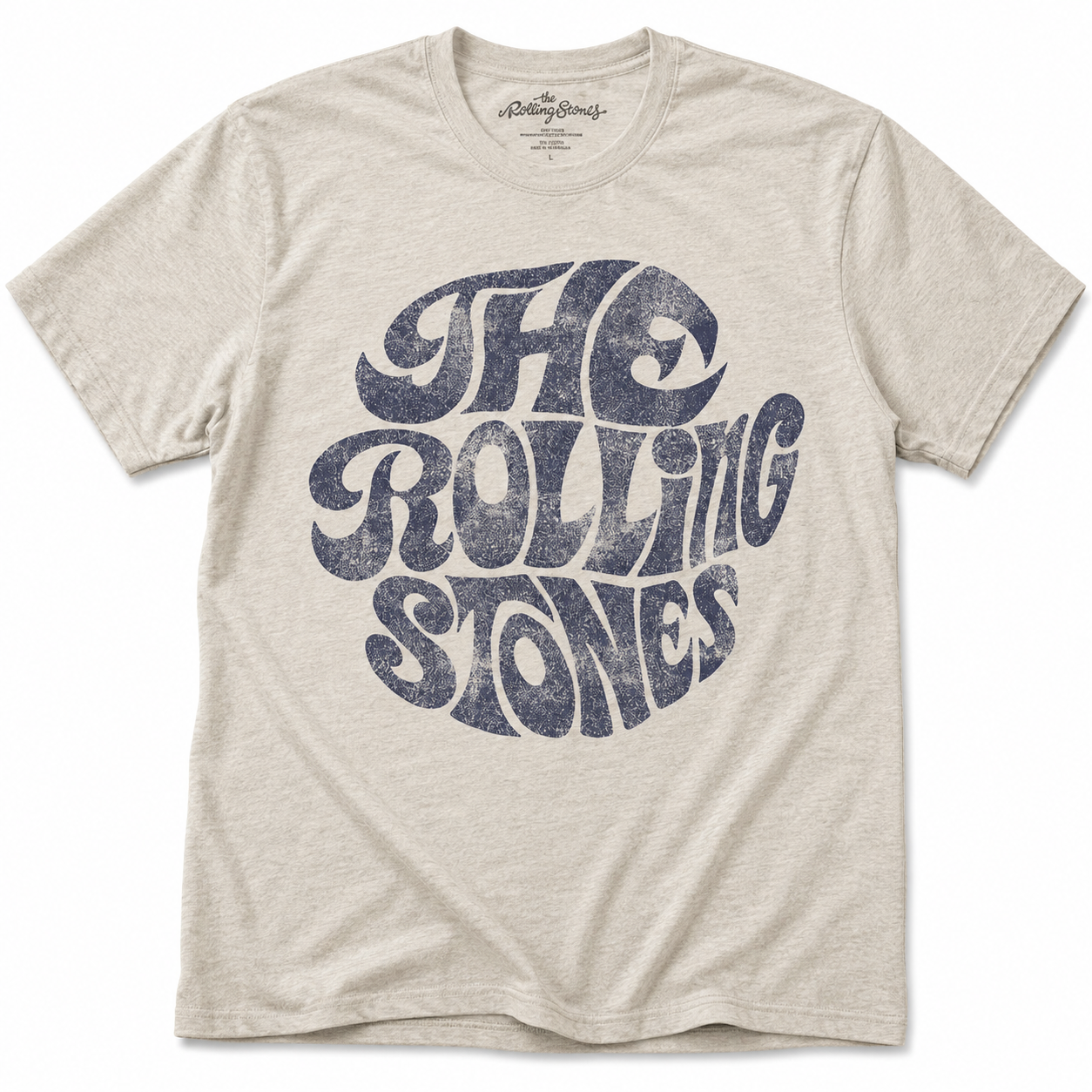 The Rolling Stones: Vintage 1970s Logo T-shirt - Beige