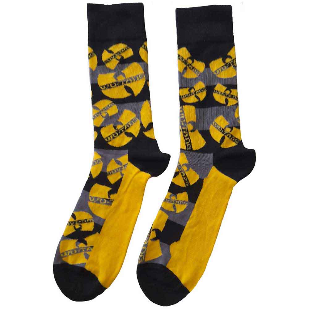 Wu - Tang Clan: Logos Yellow (Black - Yellow & Grey) (UK Size 7 - 11) Strømper – officielt merchandise