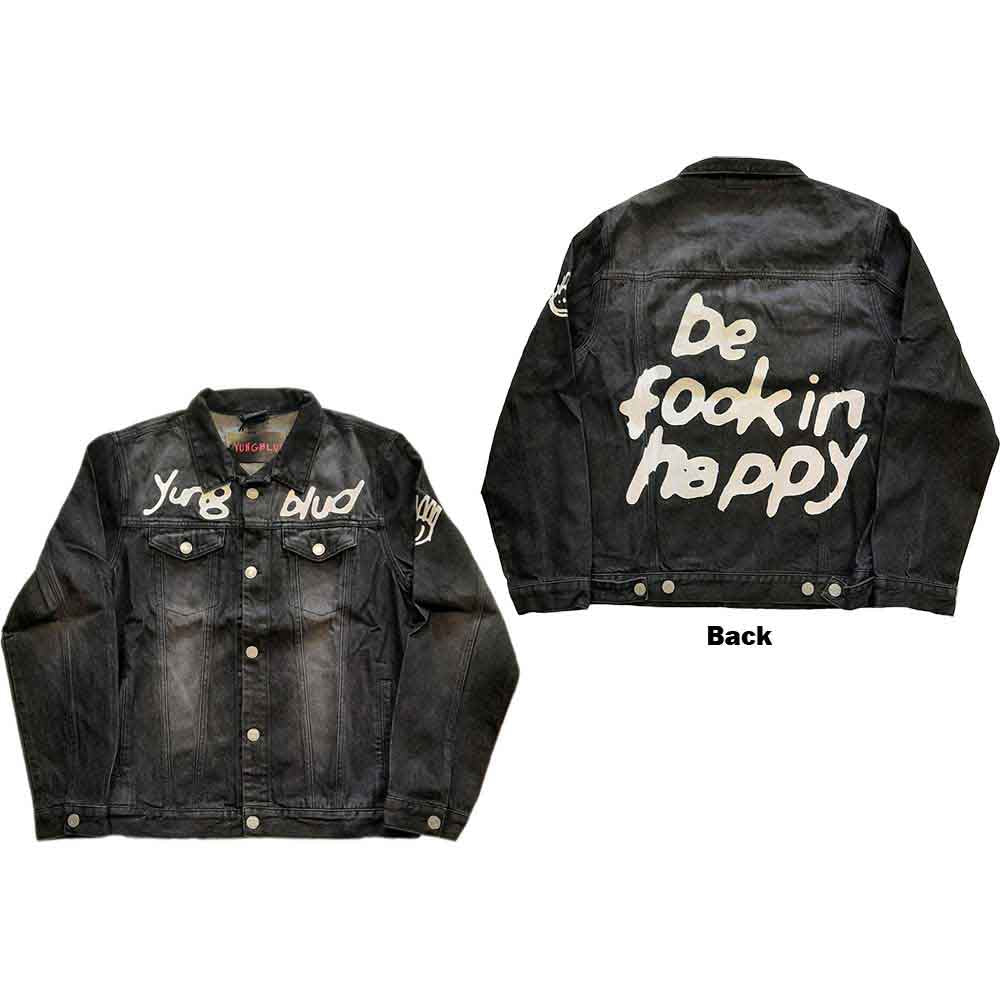 Yungblud: Be Fooking Happy (Black Denim) (Back & Sleeve Print) Jakke – officielt merchandise