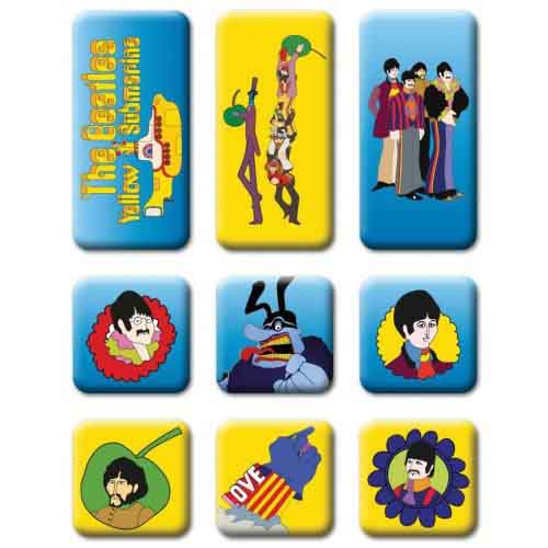 The Beatles: Yellow Submarine 9 Piece Set Epoxy Magnet Set