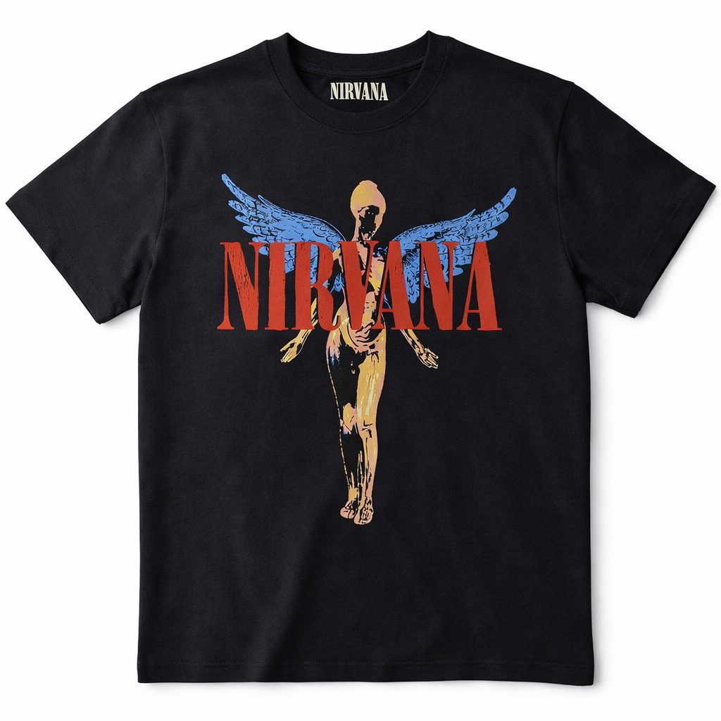 Nirvana: Angelic T-shirt - sort unisex
