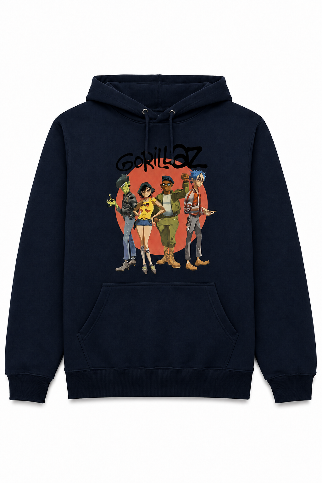 Gorillaz: Group Circle Rise Pullover Hoodie - Navy