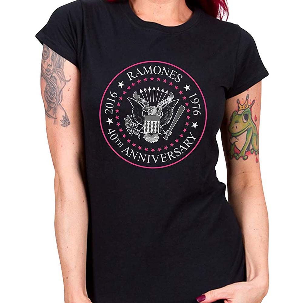 Billede af Ramones 40th Anniversary Pink Seal T-shirt til kvinder