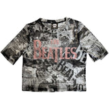 The Beatles: All Over Print & Drop T Logo Crop Top (Kvinder) (Mesh)