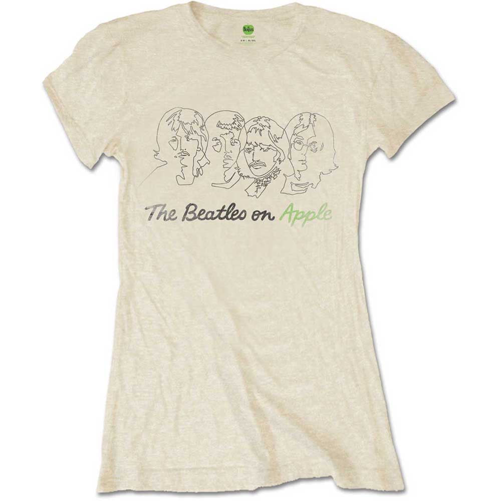 Billede af The Beatles Outline Faces on Apple T-shirt til kvinder
